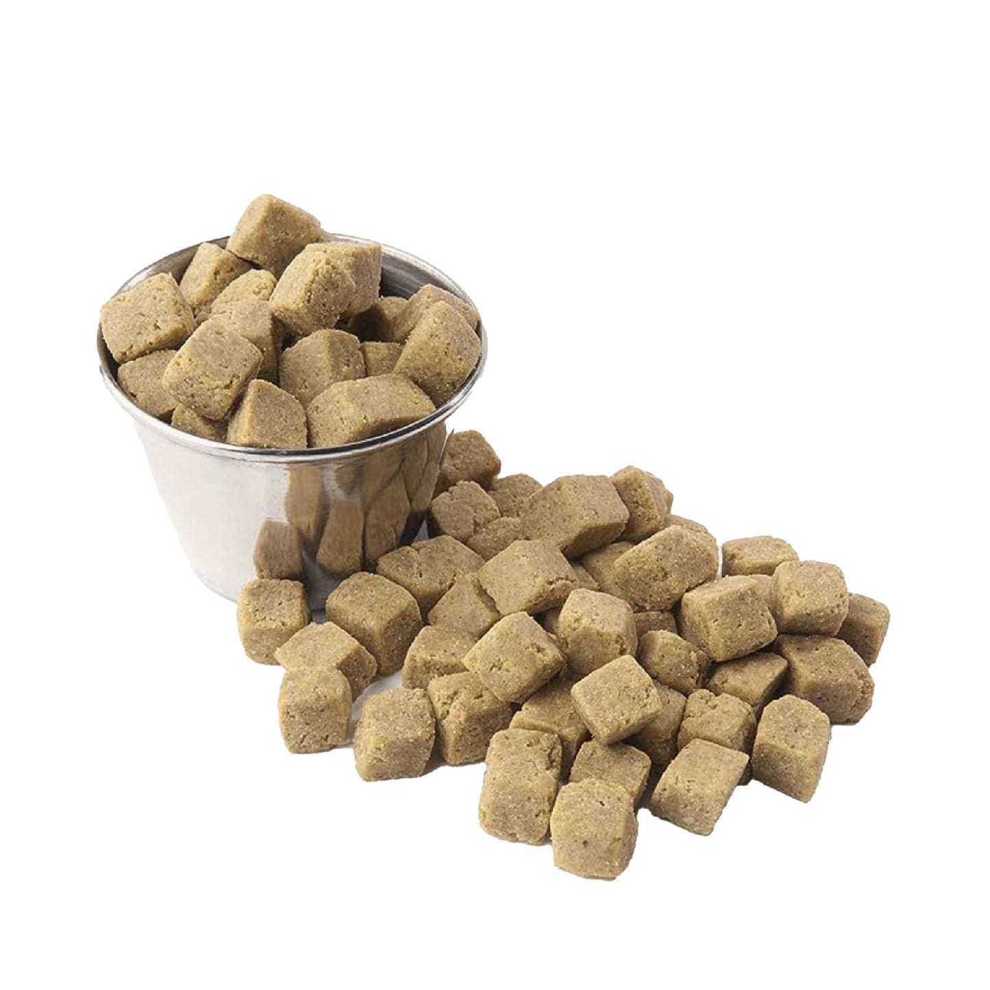 Harrison’s Adult Lifetime Coarse organic bird pellets for medium and large parrots in a metal bowl