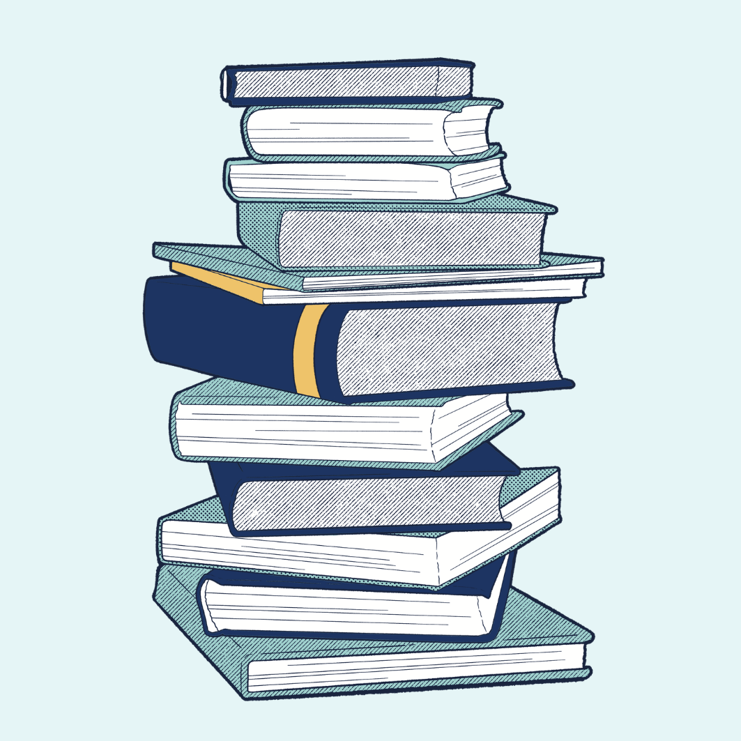 Stack of illustrated books for the Avian Health Encyclopedia