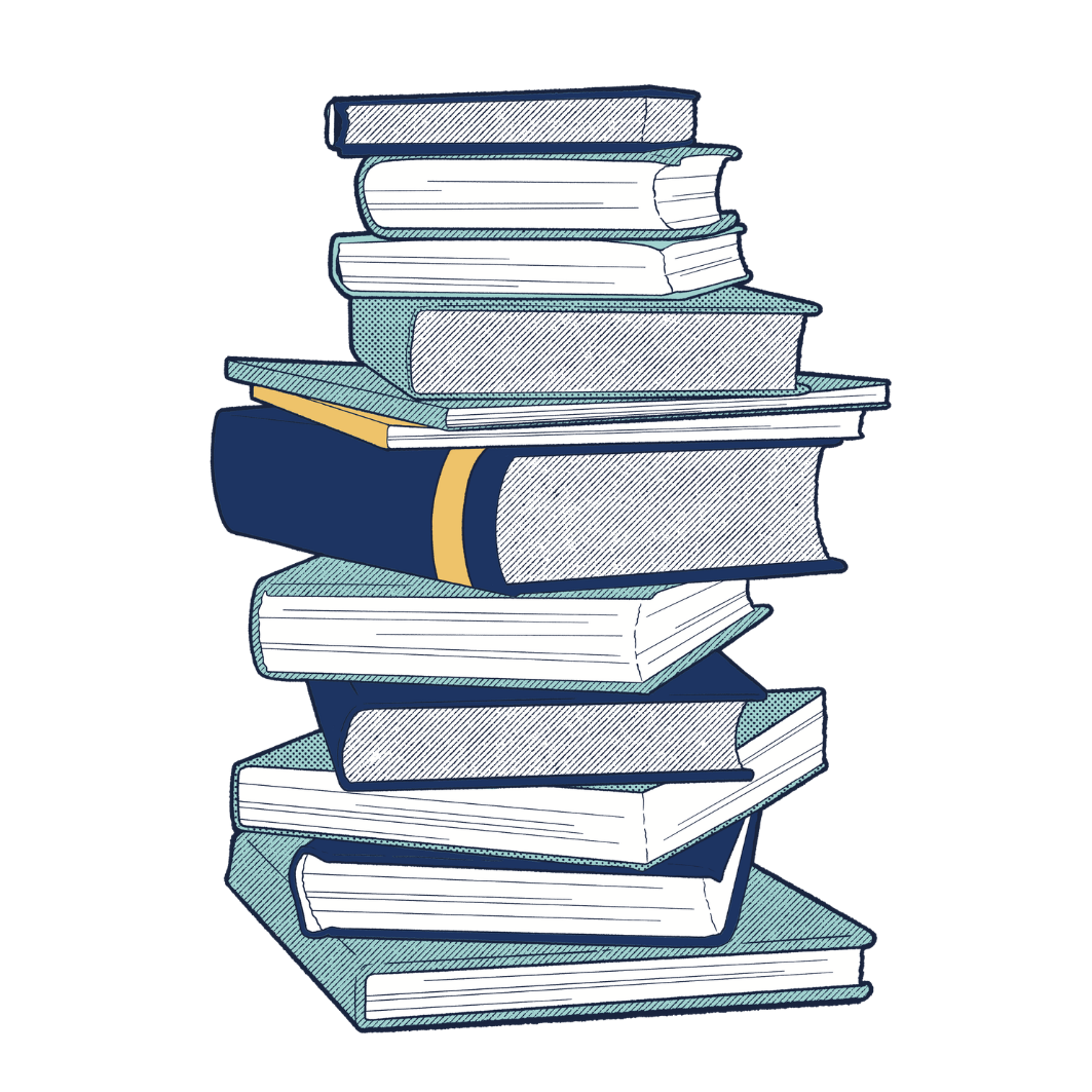 Illustration of a stack of books on a white background