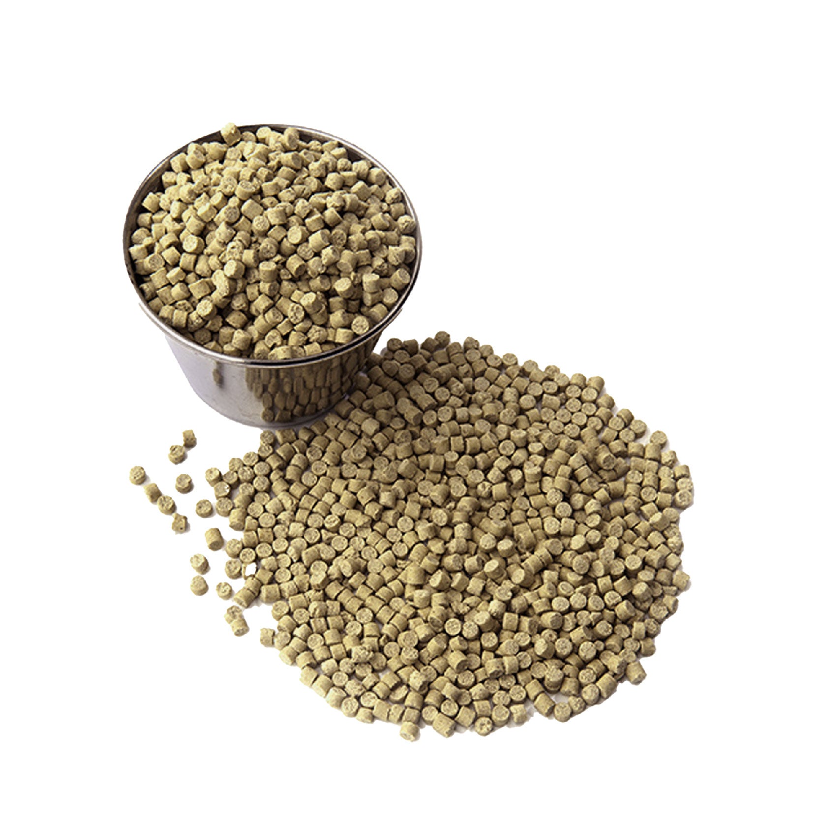Harrison’s Adult Lifetime Fine organic bird pellets for small parrots in a silver bowl