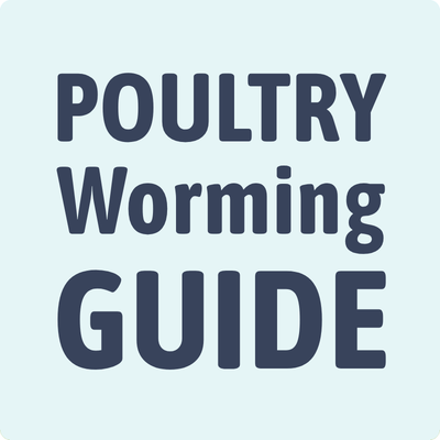 Text 'POULTRY Worming GUIDE' on a light blue background
